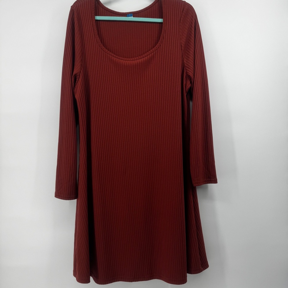 Old Navy Womens Ribbed Long Sleeve A-Line Knit Dress Copper XL Sweater Dress